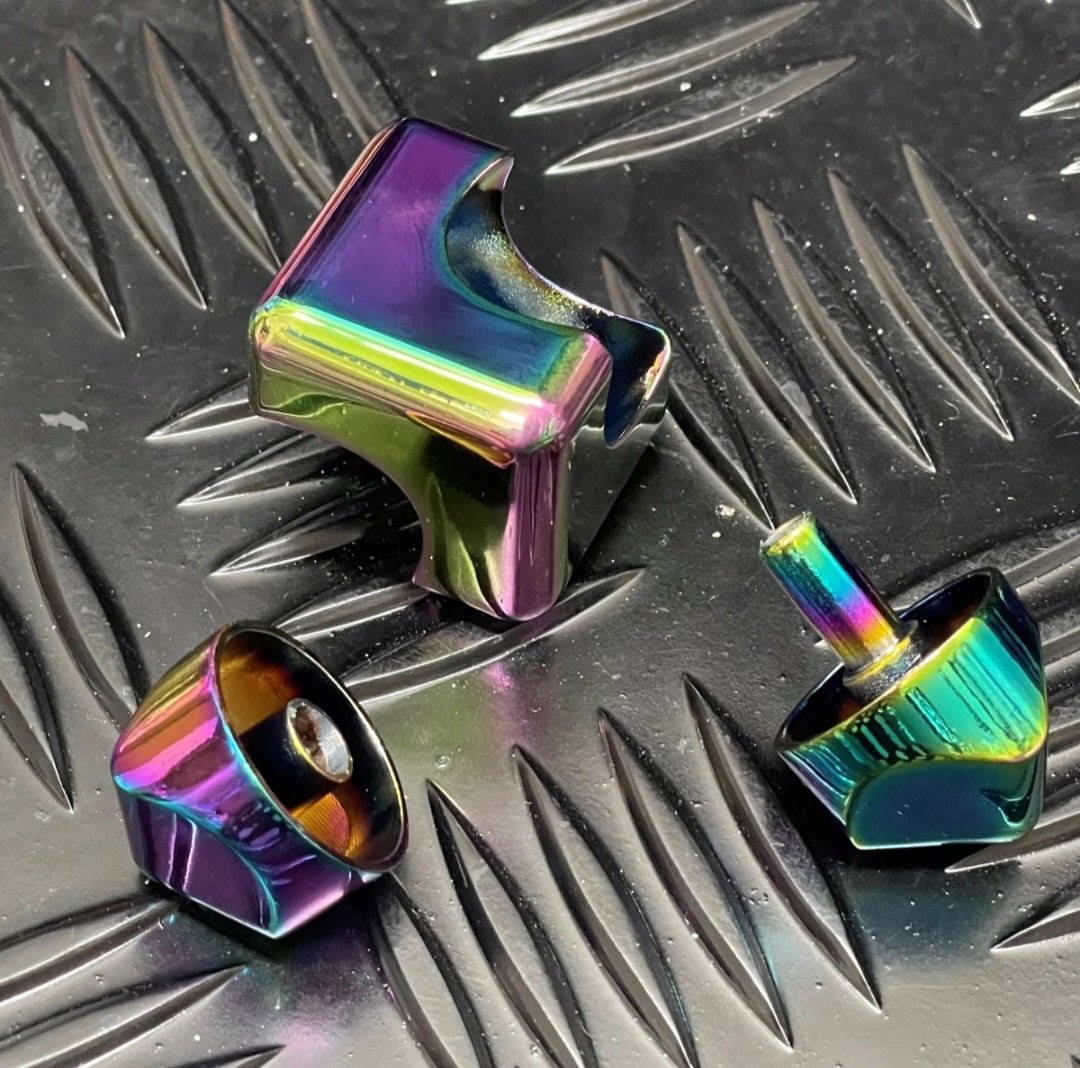 COMING SOON - SQUARE Spinning Cube in Oil SLICK in window TIN - Holey Coley